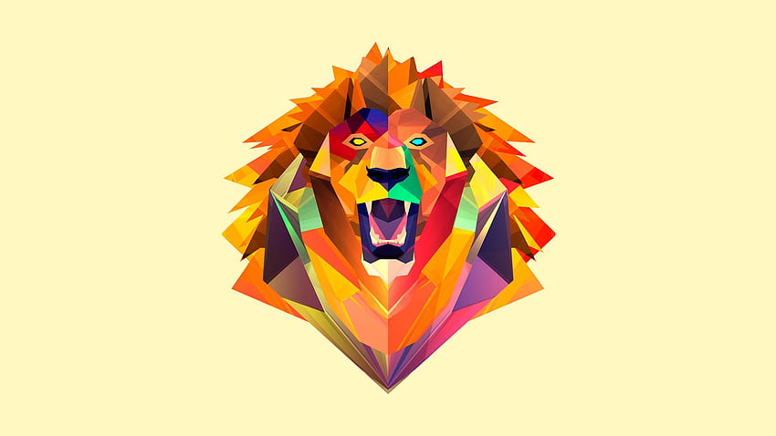 FACETS, Lion Geometric HD wallpaper