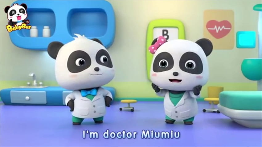 Mała Panda Lekarz i mały kotek Zawód Odgrywanie ról dla dzieci BabyBus — kreskówka dla dzieci Tapeta HD