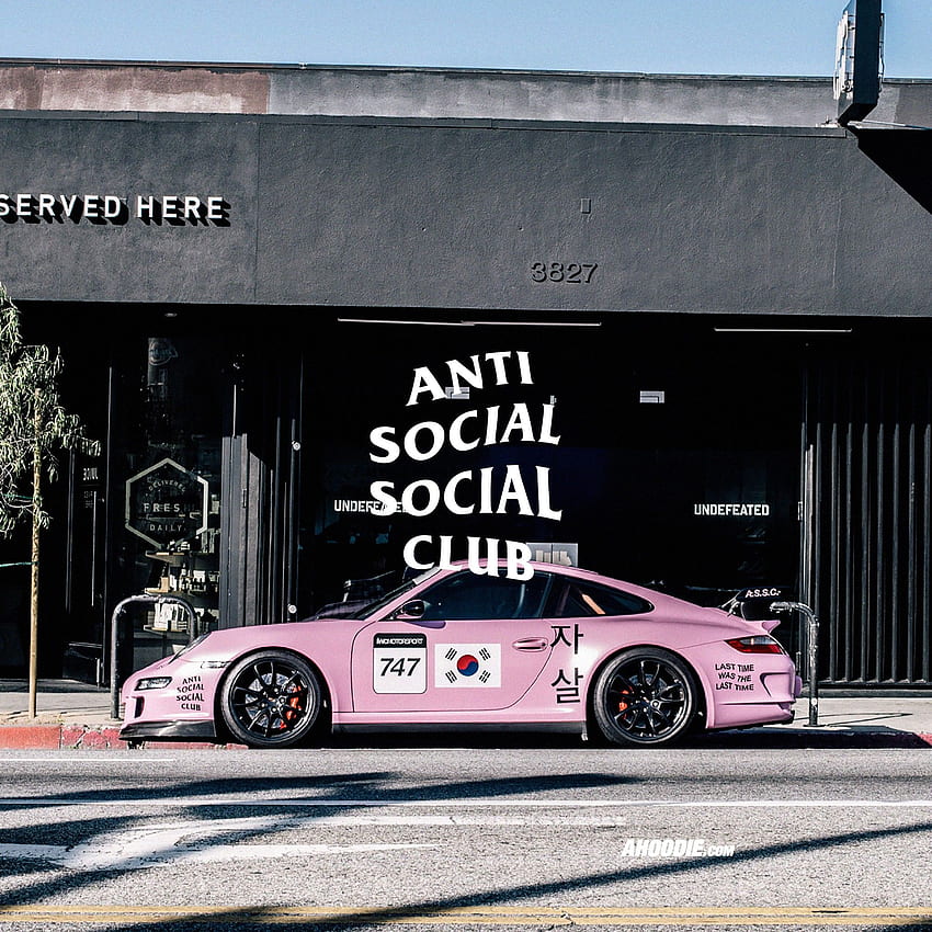 Bluza z kapturem. Antyspołeczny klub towarzyski Różowe Porsche Tapeta HD