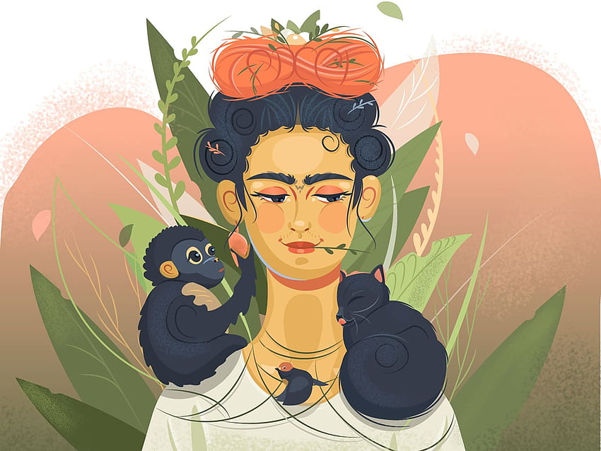 Frida Kahlo par Polina Fessor sur Dribbble, Frida Kahlo Cartoon Fond d'écran HD