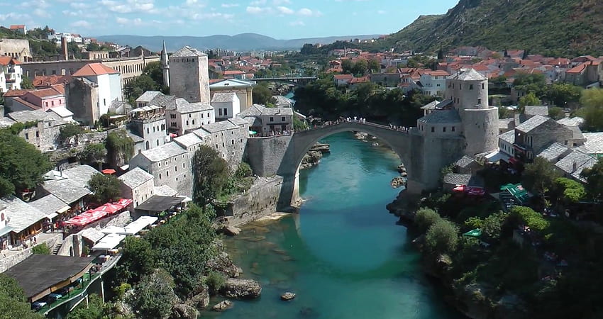 Мостар мост. Мост Мостар в Босна и Херцеговина - известни мостове, най-добрите в Босна HD тапет