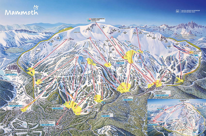 Карта на ски зоната Mammoth Mountain HD тапет