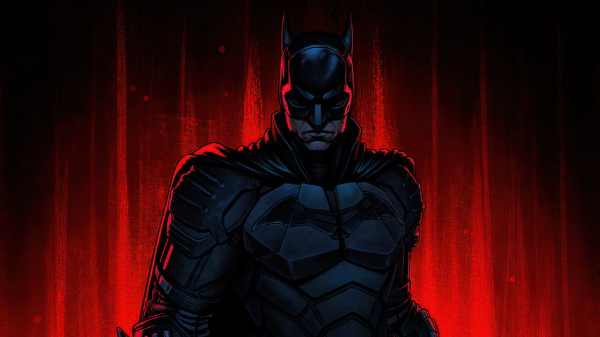 Der Batman mit rotem Hintergrund Ultra HD-Hintergrundbild