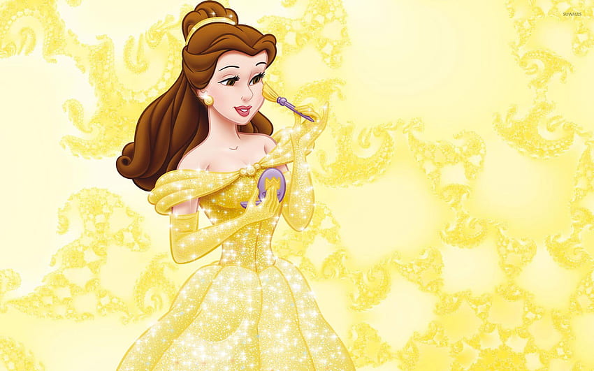 Belle in einem wunderschönen goldenen Kleid HD-Hintergrundbild