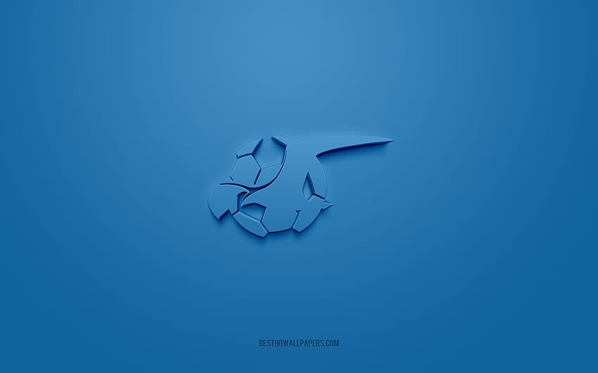 FK Haugesund, logo 3D kreatif, latar belakang biru, Eliteserien, lambang 3d, klub sepak bola Norwegia, Norwegia, seni 3d, sepak bola, logo 3d FK Haugesund Wallpaper HD