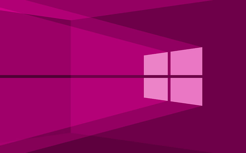 Windows 10 purple logo, purple abstract background, minimalism, Windows 10 logo, Windows 10 minimalism, Windows 10 HD wallpaper