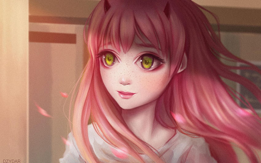 Cute Anime Girl Pink Hairs Red Eyes Macbook Pro Retina fondo de pantalla