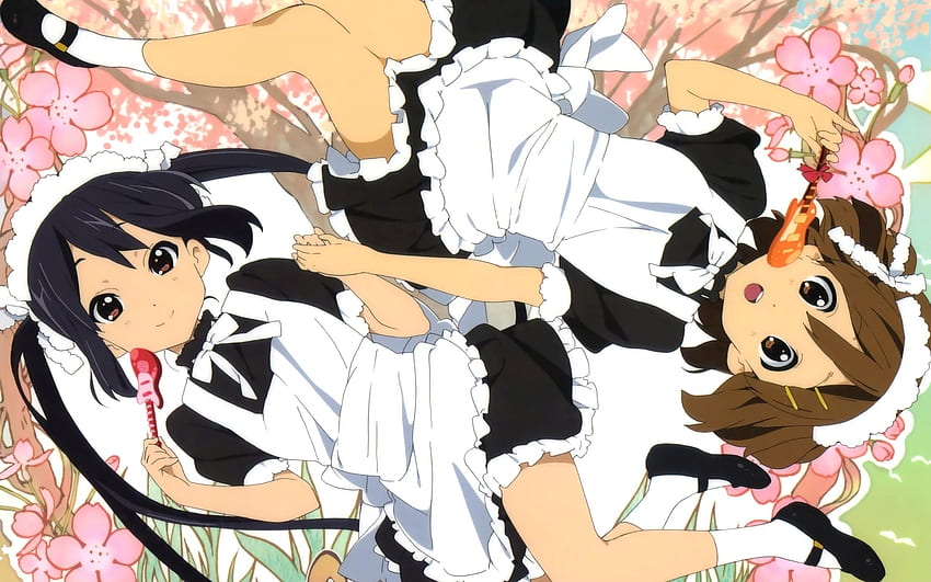 K-ON!, Azusa Nakano, Guitar, Anime, Maid outfits, Cute, Female, K-ON, Anime Girls, Yui Hirasawa, Kawaii Wallpaper HD