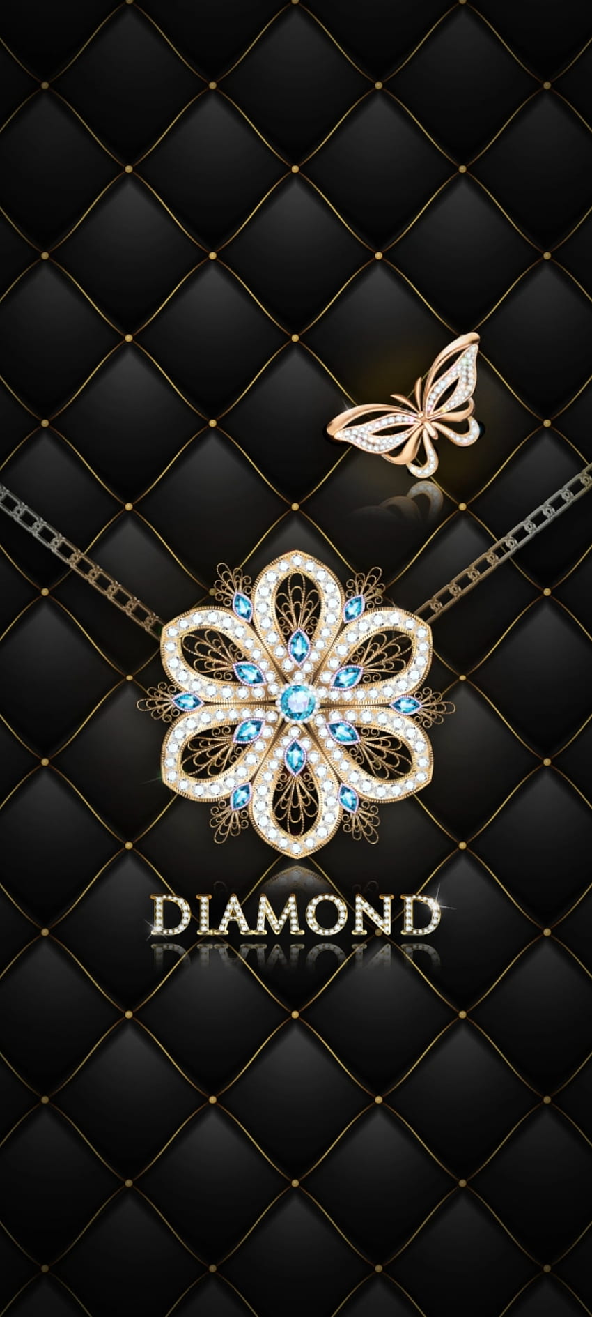 Висулка с диамантено цвете, таван, изкуство, пеперуда, лукс, кожа, премиум HD тапет за телефон