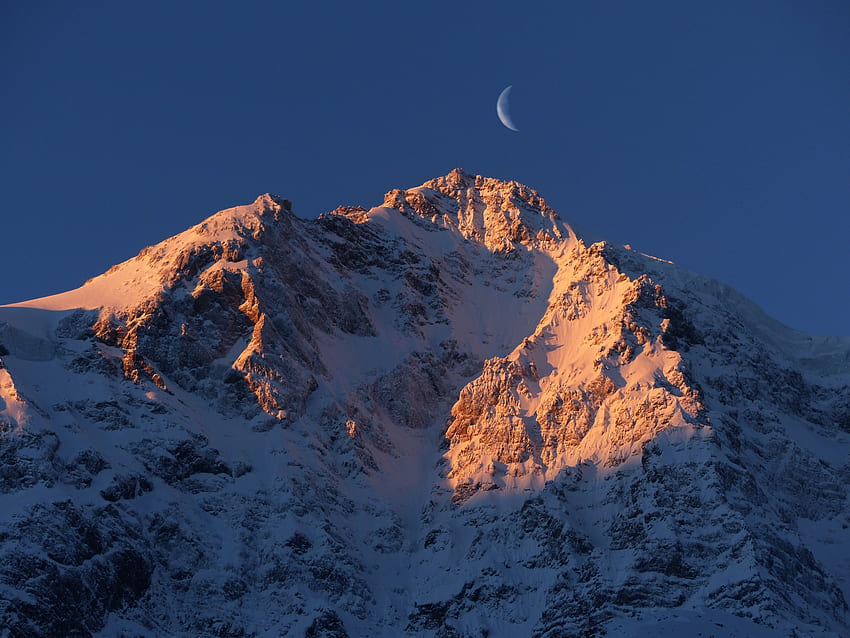 Nature, Sky, Mountains, Moon, South Tyrol HD wallpaper