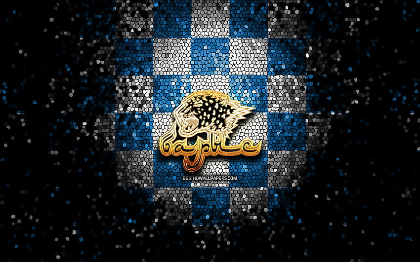 HC Barys, logotipo brillante, KHL, azul a cuadros, hockey, Liga de hockey continental, logotipo de Barys Nur-Sultan, arte de mosaico, equipo de hockey kazah, Barys Nur-Sultan, Barys Astana fondo de pantalla