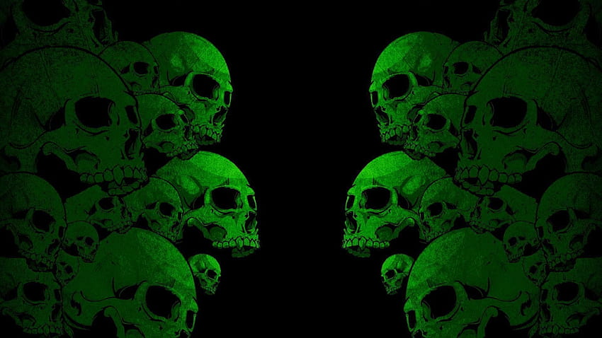 Green Skull, Neon Skull HD wallpaper