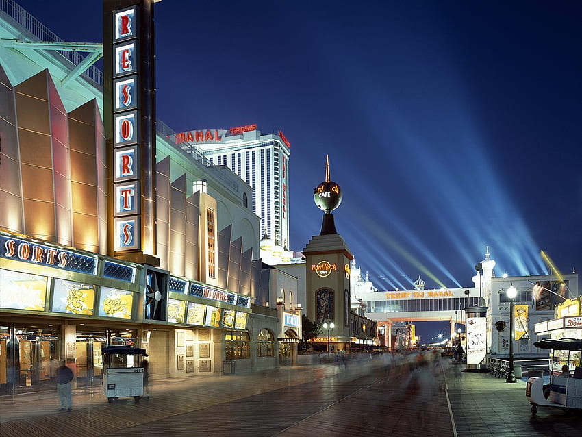 Boardwalk Casinos At Dusk, Atlantic City, Nueva Jersey, UXGA - , iPhone y Android - fresco, iPhone y Android fondo de pantalla