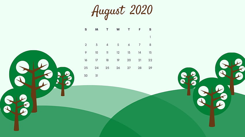 August 2020 Background Calendar HD wallpaper