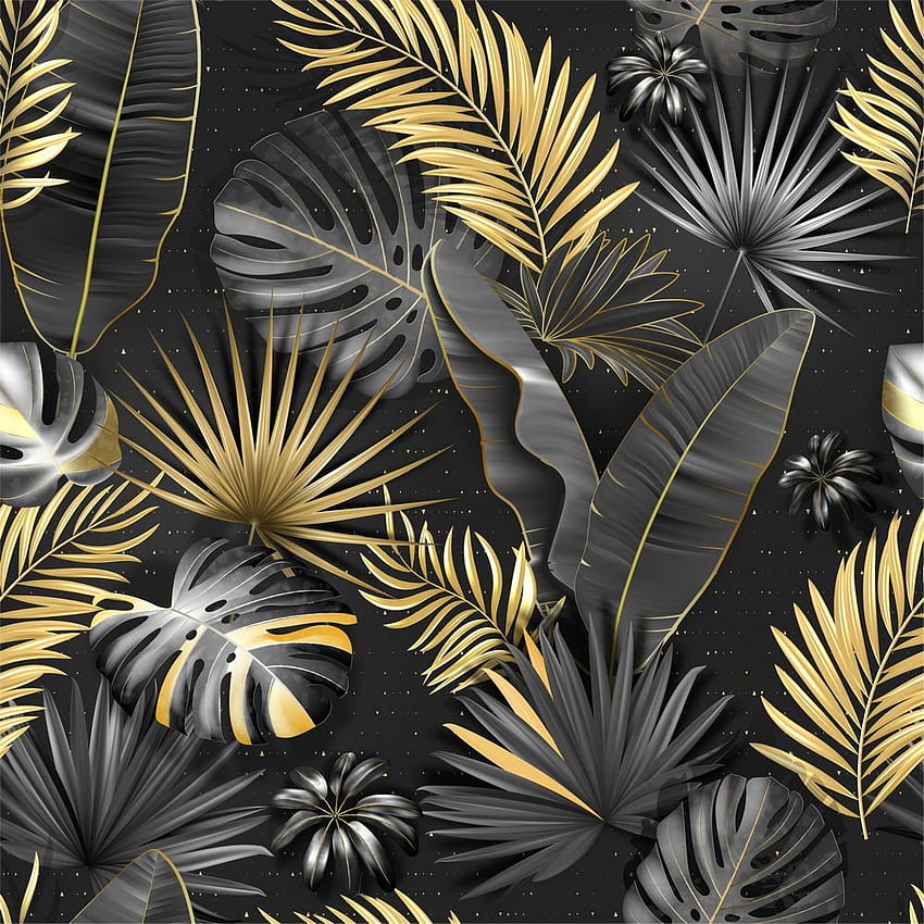 Buy Black And Gold Tropical Palm Banana Leaf Online USA HD phone wallpaper