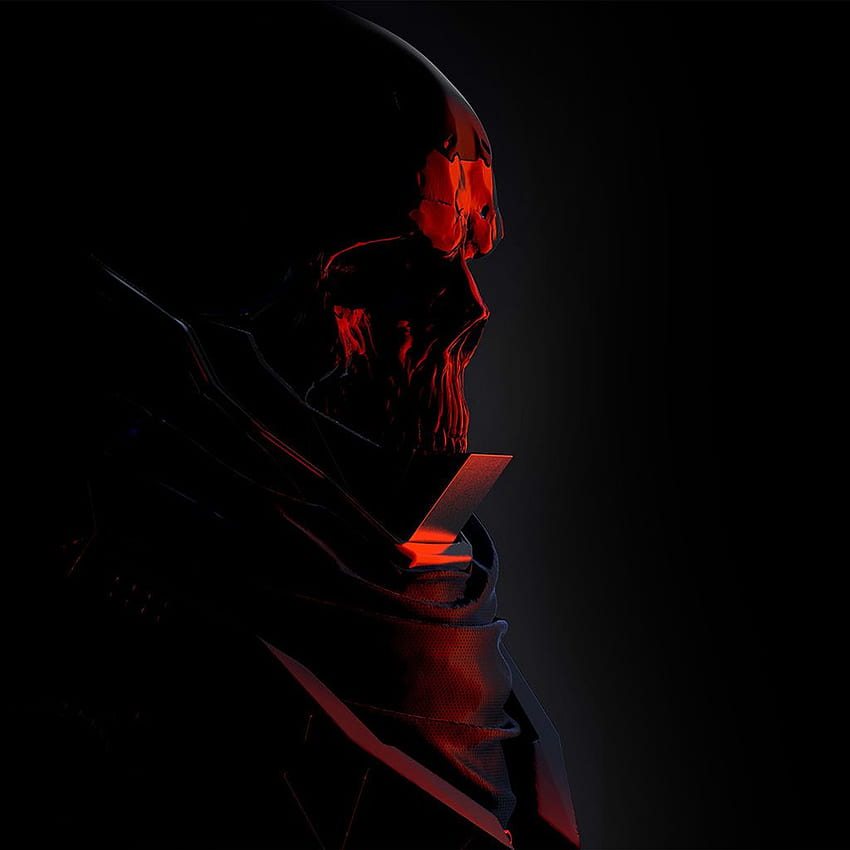 Mario Stabile Extraño Rojo Oscuro Ilustración Arte Cráneo fondo de pantalla del teléfono