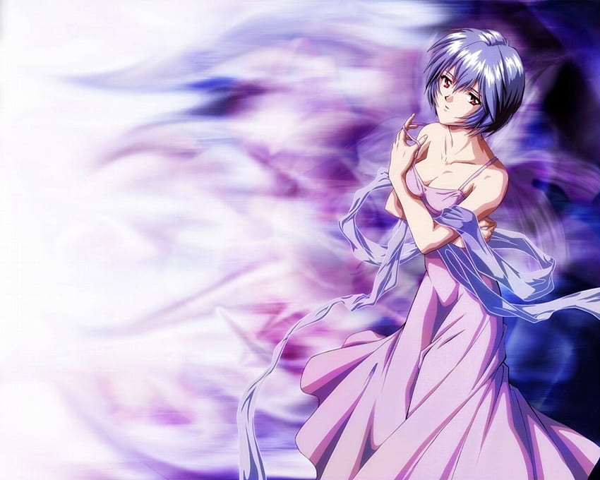 Ah, the beautiful Rei Ayanami., rei, purple, anime, neon genesis HD wallpaper