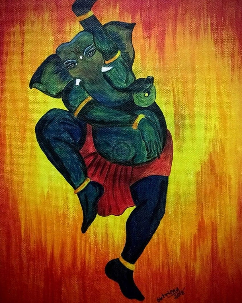 Dancing Ganesha Dio indiano della prosperità. Moderno e astratto, arte moderna Dio indiano Sfondo del telefono HD