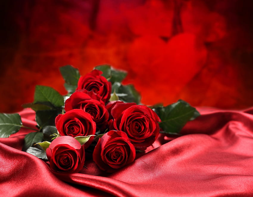 With Love, rose, bouquet, roses, red roses, flowers, for you, valentines day HD wallpaper