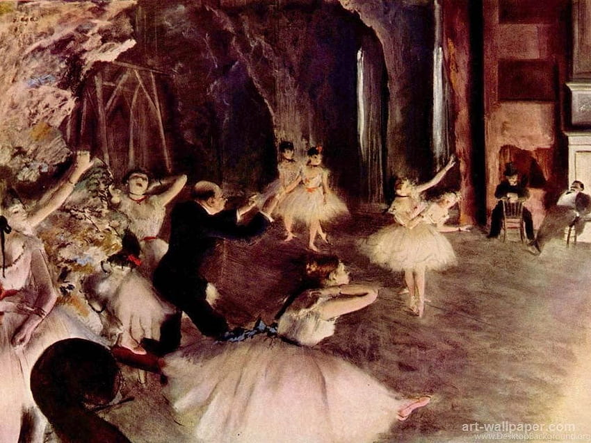 The Rehearsal Of The Ballet On Stage, Degas Edgar, Degas Ballerina HD wallpaper