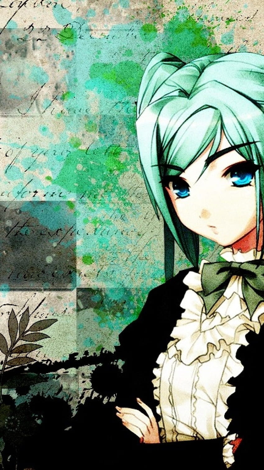 Anime Girl Green Hair Cross HD phone wallpaper