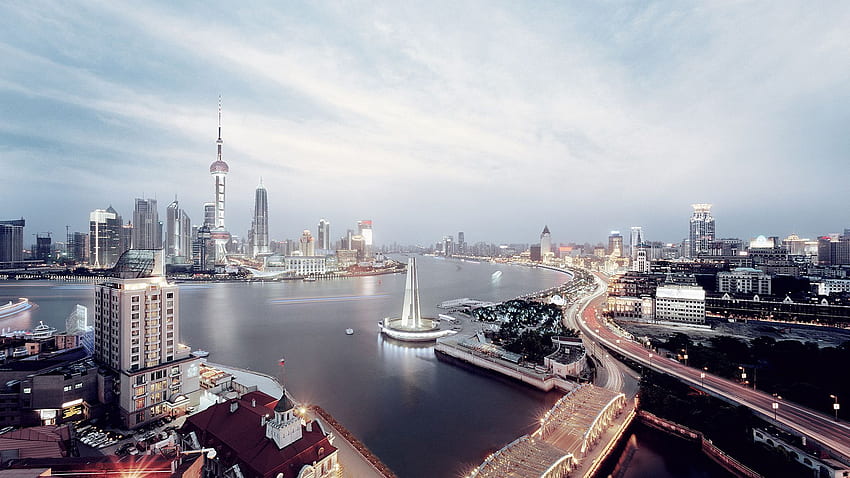黄浦江 - 上海、中国。 上海のスカイライン, 上海, スカイライン 高画質の壁紙