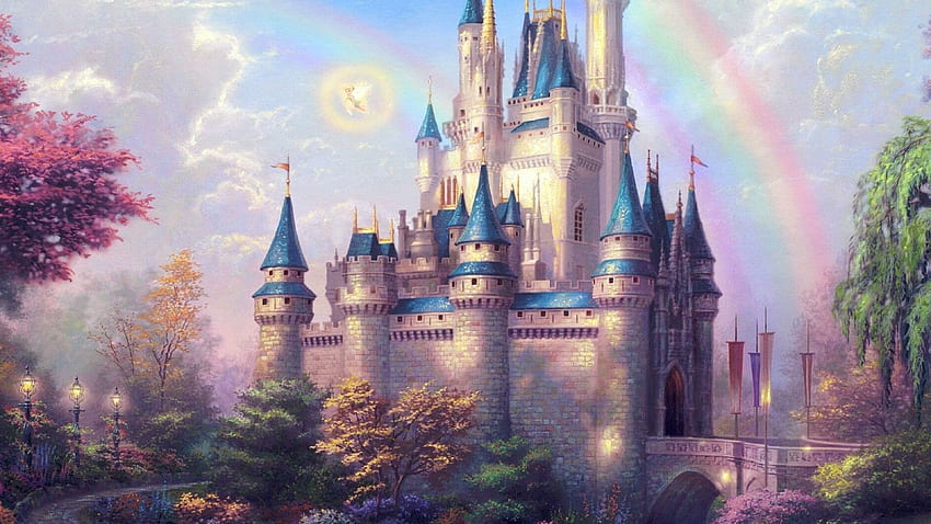 Ilustrasi Kastil Fantasi Disney Lucu, Kastil Ungu Wallpaper HD