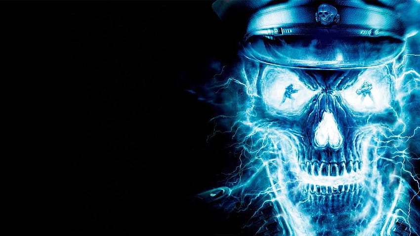 Ghost rider , Skull, Digital Blue HD wallpaper