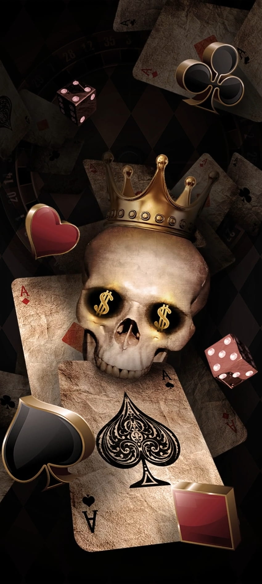Poker gold Skull, gafas de sol, arte, juego, oscuro fondo de pantalla del teléfono