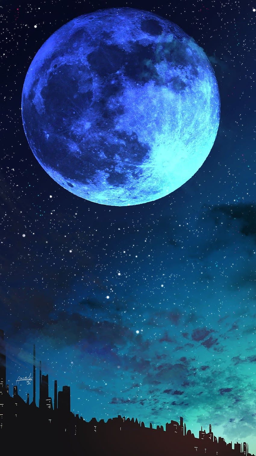 Niebieski księżyc. Planety, piękny księżyc, niebieski księżyc, słodki księżyc Tapeta na telefon HD