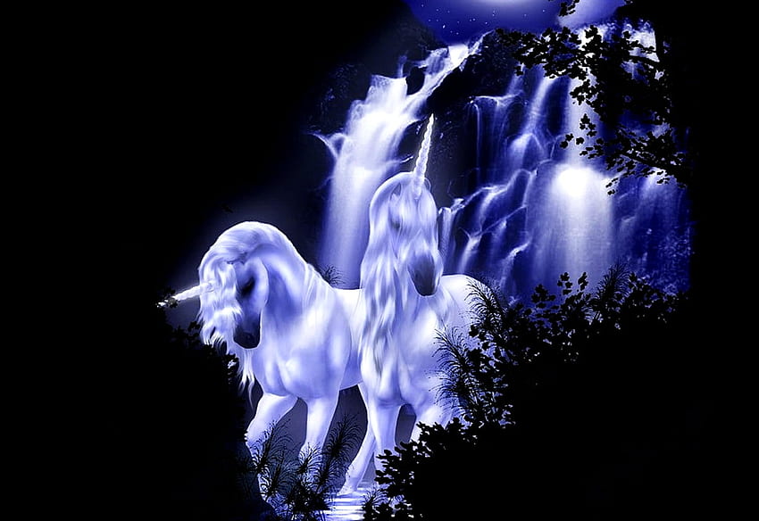 Background Mythical Animals, Nature, Unicorn. Best, Neon Waterfall HD ...