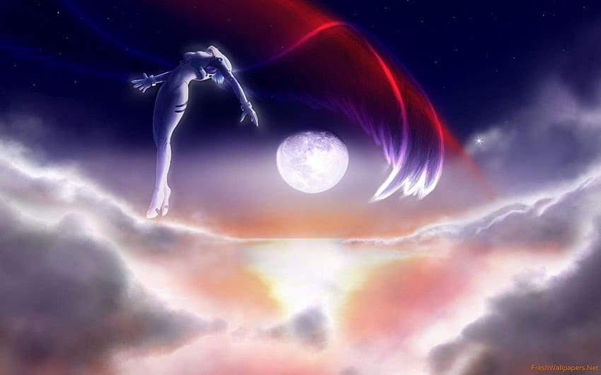 Ángel de Neon Genesis Evangelion en el cielo fondo de pantalla