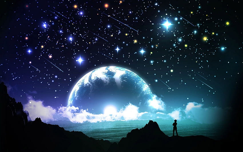 A88 Nachthimmel Stern Mond Wolke, Sterne und Monde HD-Hintergrundbild