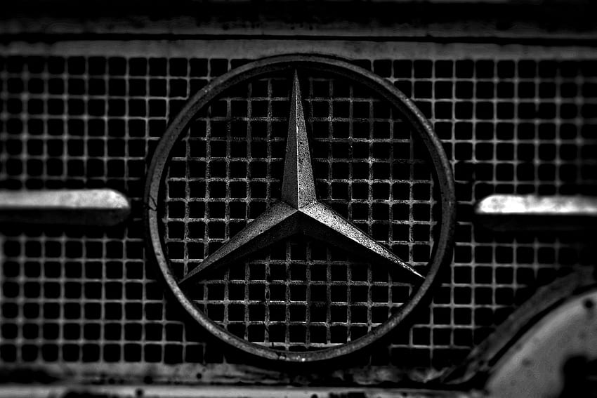 Carro velho, Mercedes-Benz, logotipo papel de parede HD