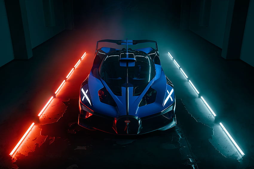 Bugatti Bolide został wybrany najpiękniejszym hipersamochodem roku. Bugatti, elektryczny niebieski samochód Tapeta HD