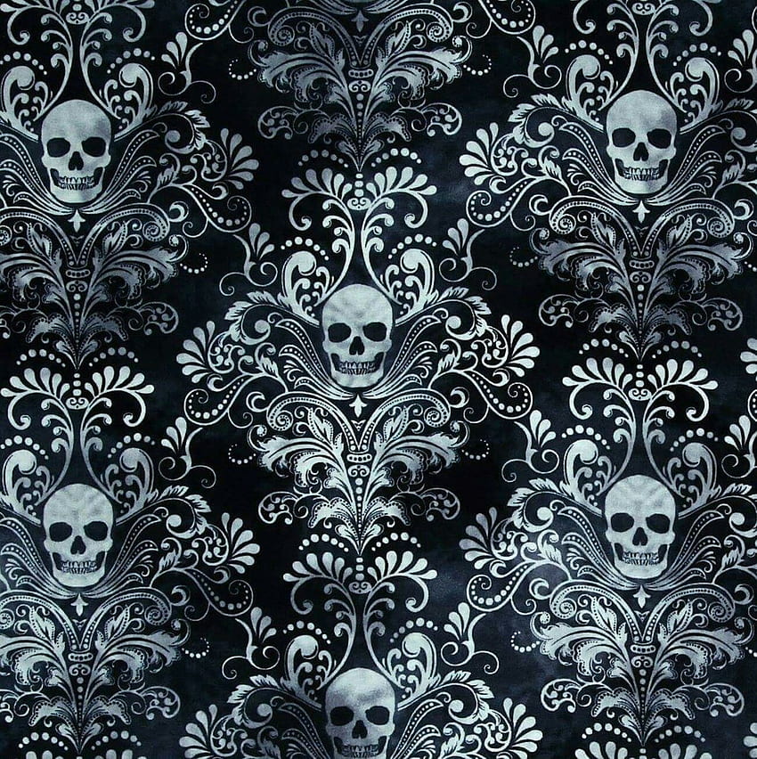 White Skull and Paisley pattern on Black HD phone wallpaper