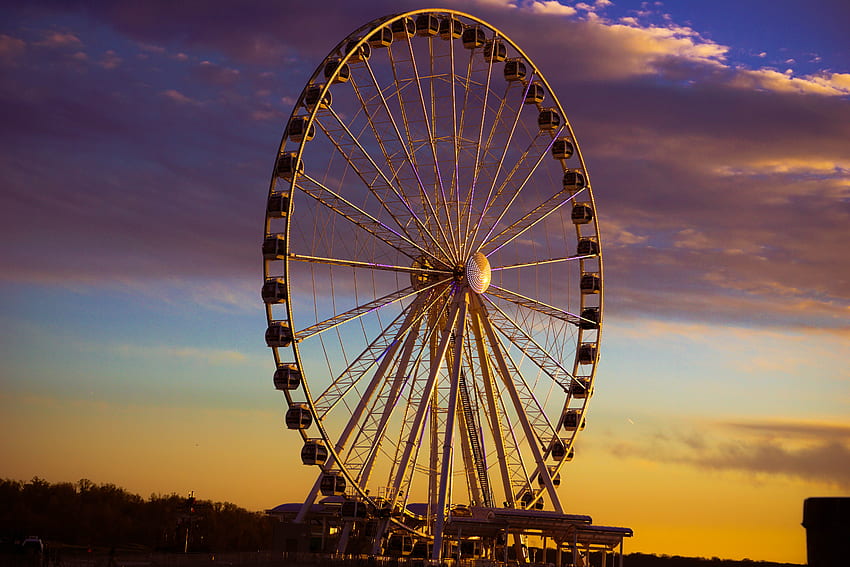 Kota, Sore, Ferris Wheel, Atraksi, Hiburan Wallpaper HD
