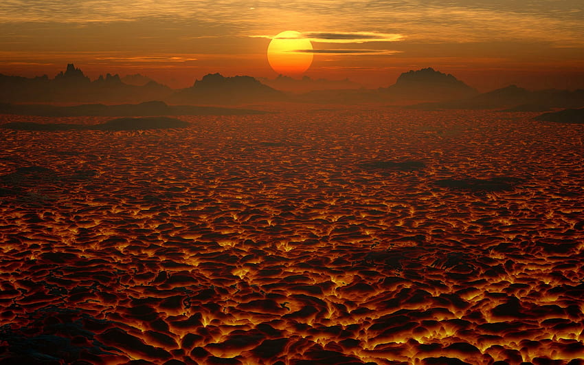 lava, landscape, sunset, volcanic 16:10 background HD wallpaper