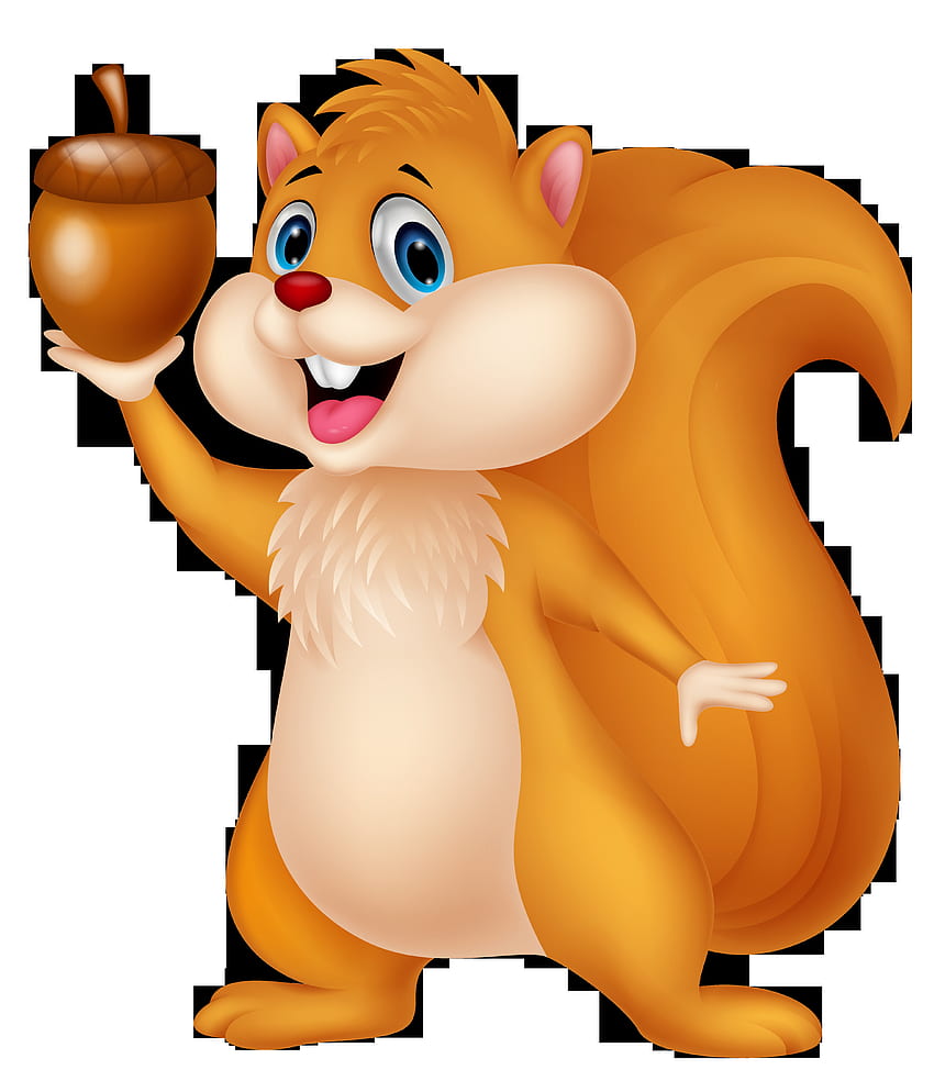 도토리와 귀여운 다람쥐 PNG 만화 클립 아트 고품질 및 투명 PNG 클립 아트 HD 전화 배경 화면