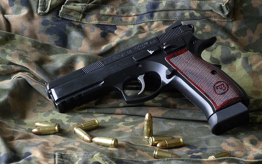Cz 75 Sp01 Shadow Target-Pistole und Hintergrund, Target-Logo HD-Hintergrundbild
