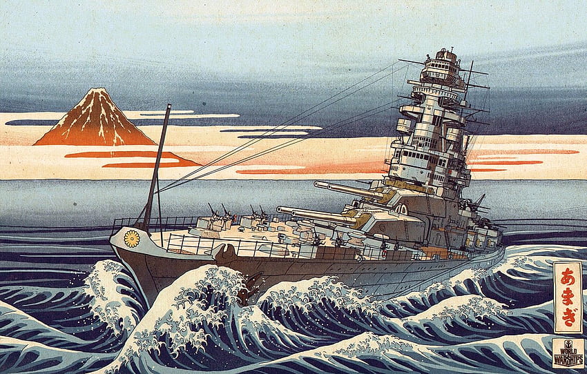 sea, wave, ship, , Japan, Hokusai HD wallpaper