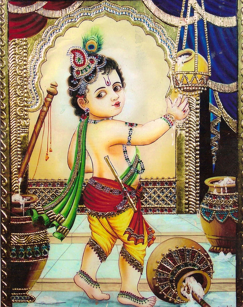 Baby Krishna (1574×1988). Tanjore Painting, Lord Krishna , Lord Krishna HD phone wallpaper
