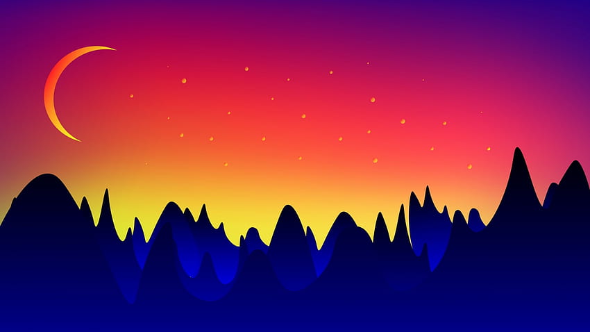 night, starry sky, mountains, minimal, art, tablet, laptop, , background, 17021, 1366X768 Night HD wallpaper