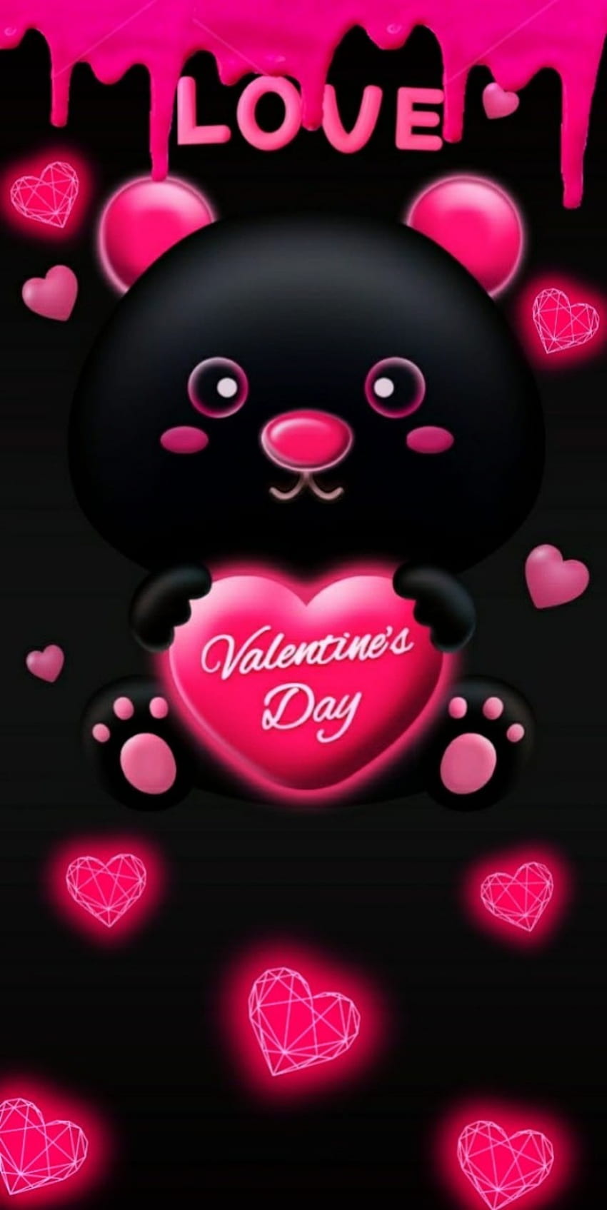 Lovely Bear, Pink, Love, Black HD phone wallpaper
