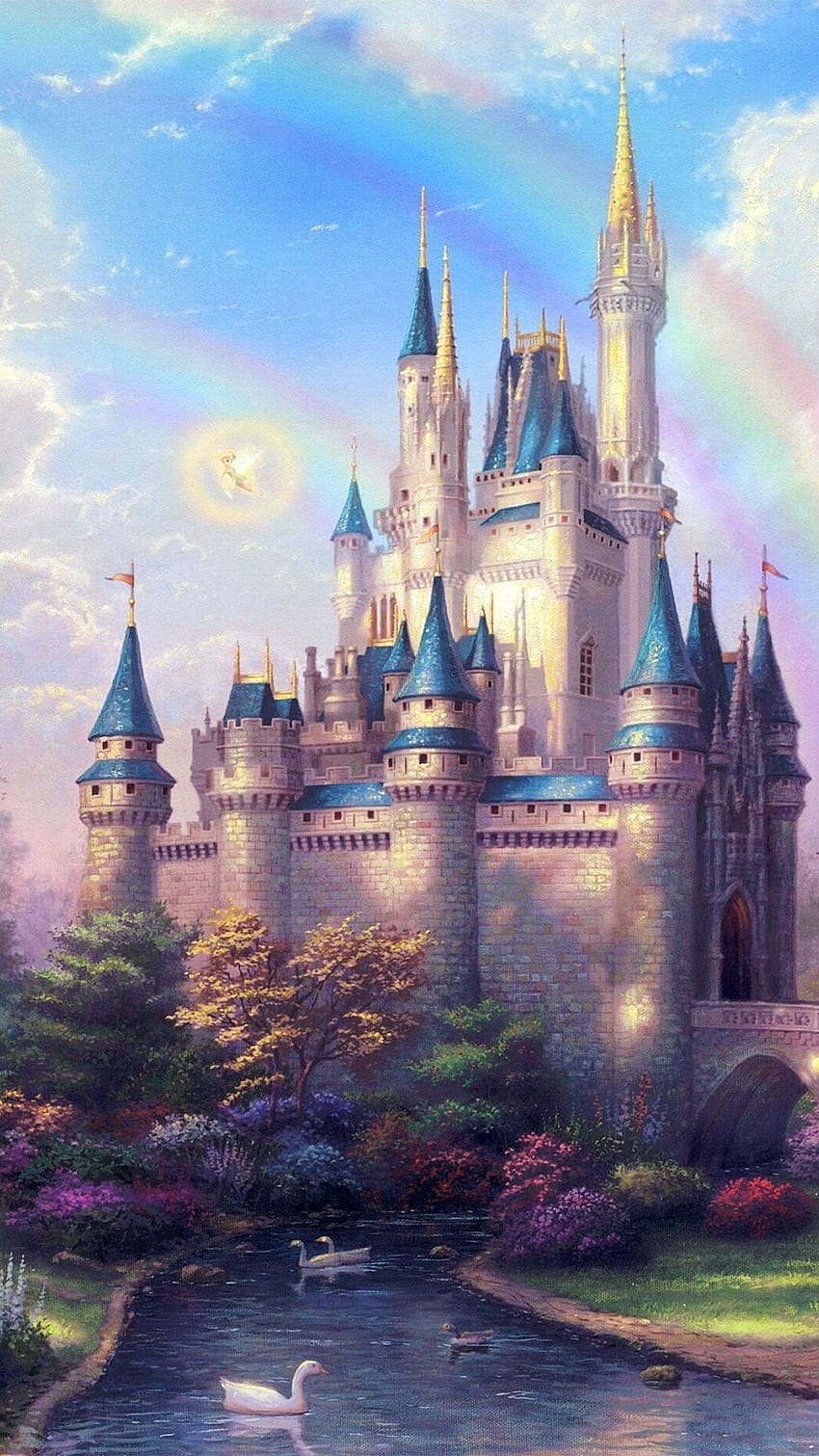 Ilustrasi Kastil Fantasi Disney Lucu, iPhone 8 Disney wallpaper ponsel HD
