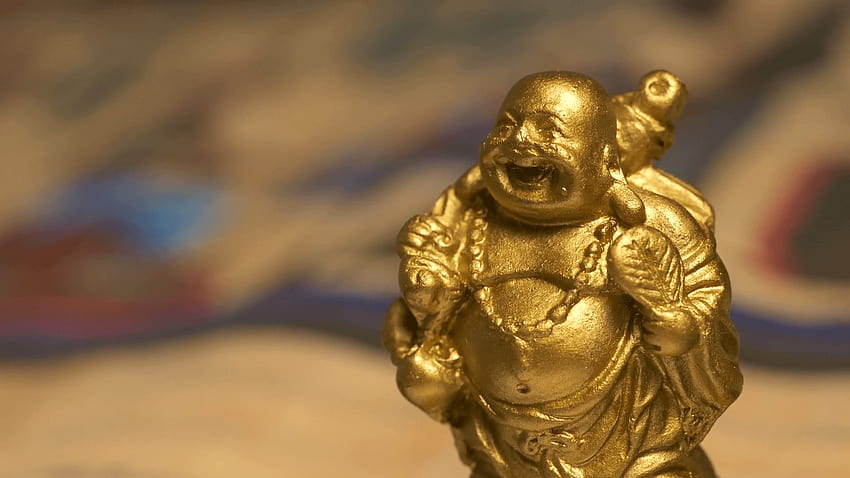 The Laughing Buddha Closeup On The Golden Statue Stock Video Footage HD wallpaper