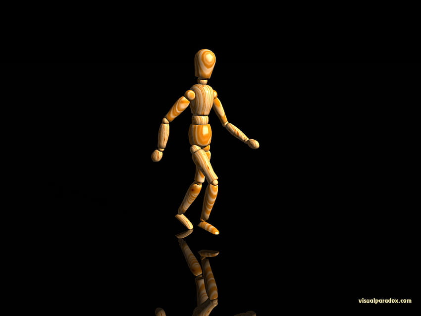 Visual Paradox 3D ขนาด 'Walking Wood' หุ่นจำลอง วอลล์เปเปอร์ HD