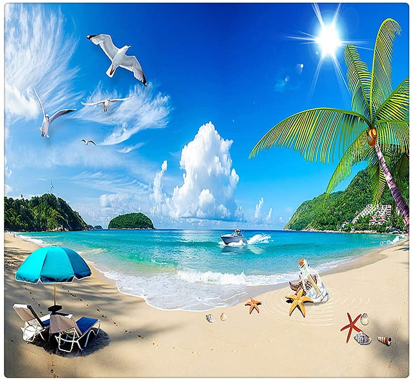 3D Summer Seaview Sunshine Beach graphy HD wallpaper