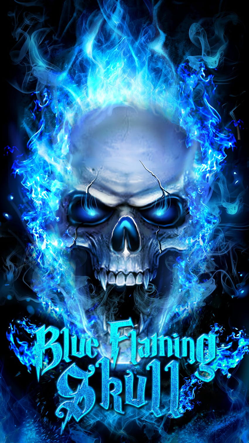 Blue Fire Skull Live for Android HD phone wallpaper