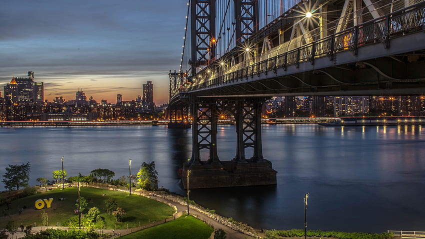 Brooklyn Bridge Park, parcs, pont de manhattan, brooklyn, new york city Fond d'écran HD